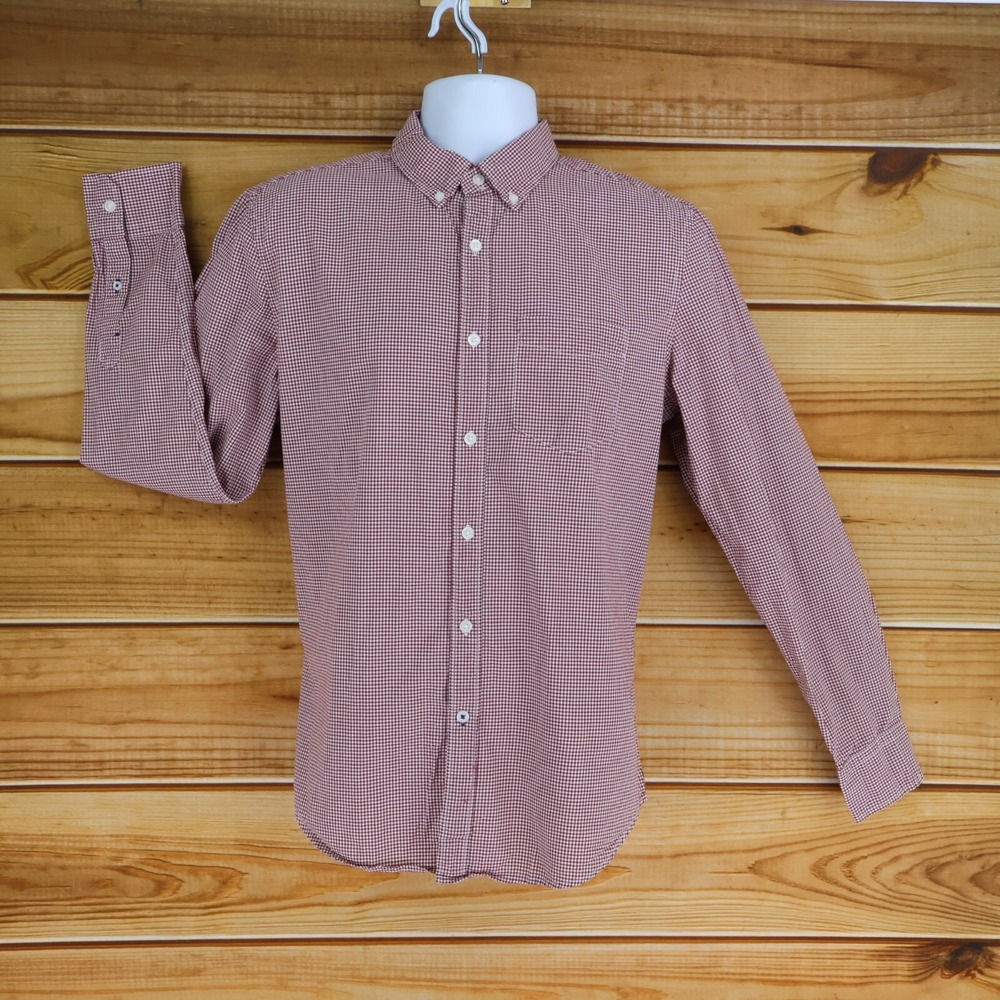 American Eagle Button Down Shirt Mens Sz M Red Checks Classic Fit Seriously Soft